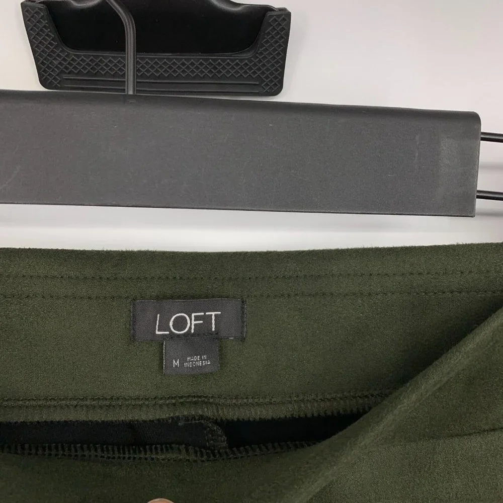 LOFT Leggings Green Faux Suede Zip Skinny Ankle Pull On - Picture 5 of 10